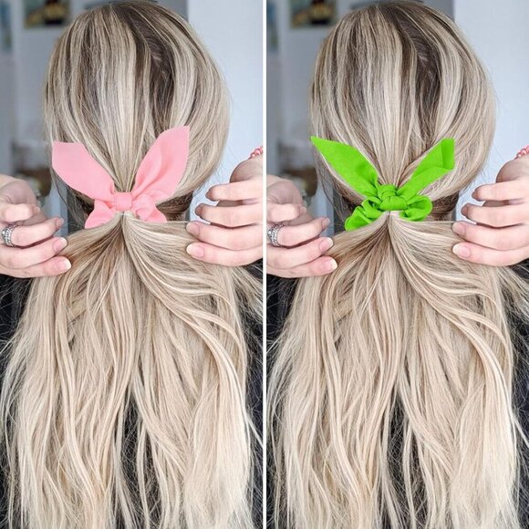 20PCS Hair Scrunchies Bow Ribbons Cute Bunny Ears Hair Accessories Gift